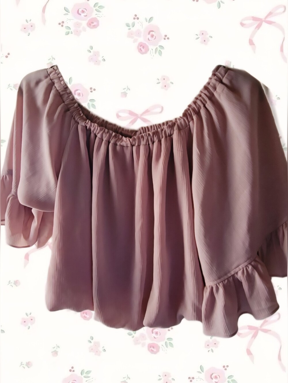 eesome Off-Shoulder Flutter Sleeve Top - Mauve
